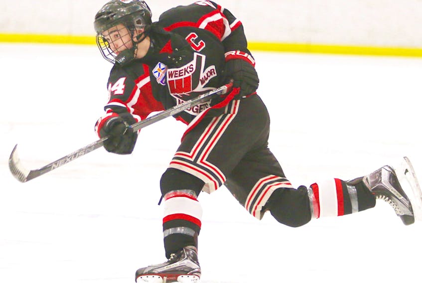 Carson Lanceleve, who led the Weeks Major Midgets in scoring this season, has been added to the Truro Bearcats junior A roster. Jennifer Weeks photo