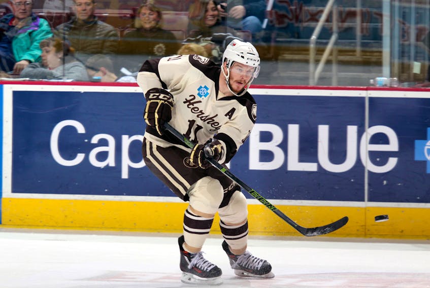Zach Sill of Brookfield has been contributing offensively for the AHL's Hershey Bears lately with five points in his last five games. JustSports Photography