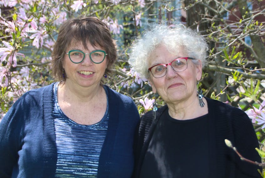 Linda MacDonald, left, and Jeanne Sarson attended the G7 Women’s Summit in Paris in May. They had the opportunity to discuss non-state torture with delegates from around the world.