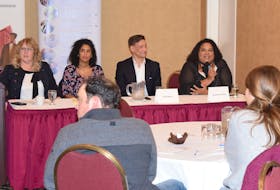 The Truro and Colchester Chamber of Commerce held a discussion panel this week on the issue of cannabis in the workplace. Shown participating in the discussion are, from left, chamber executive director Sherry Martell, Starla Sheppard, Scott Nauss and Kymberly Franklin.