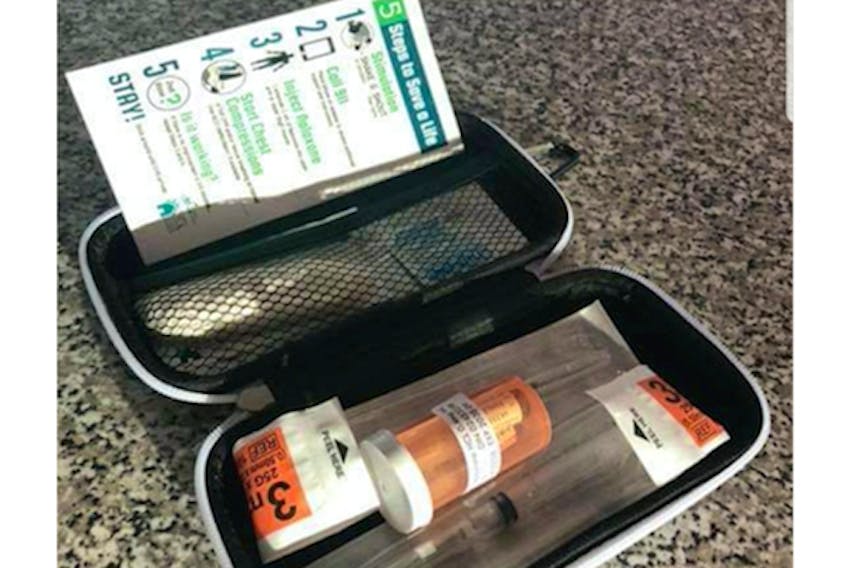 A Truro man is suggesting naloxone kits, such as the one pictured above and are used to counter drug overdoses, should be on hand at all schools.