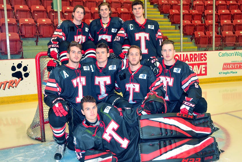 Graduating players will be honoured by the Truro Bearcats on Saturday with the presentation of rings by coach Shawn Evans. The eight graduating Bearcats are, front, Kevin Resop; second row, from left, Riley Baggs, Mark O'Shaughnessy, Dan Little and Tyler Pyke; third row, Cameron MacLeod, Alex MacDonald and Campbell Pickard.