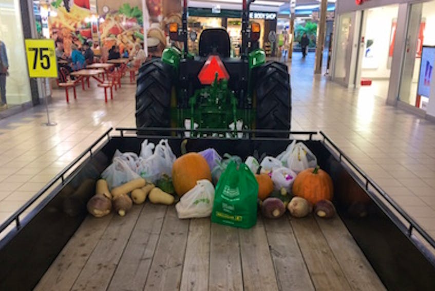 The Truro Mall is contributing $1 (to a maximum of $1,000) for every pound of food placed in this wagon, located beside the food court, until Wednesday.
