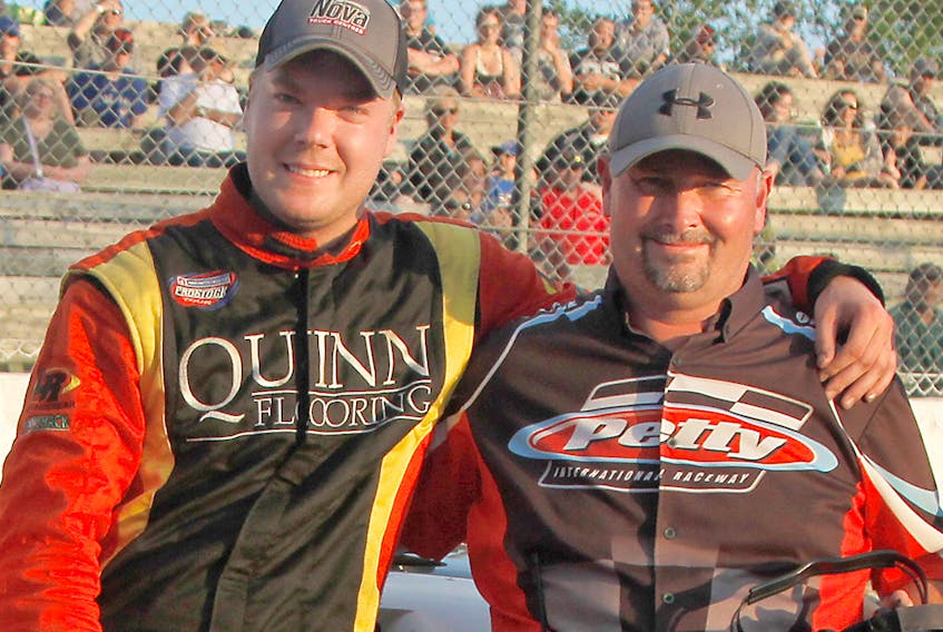 Dylan Blenkhorn, left, and Craig McFetridge will team up this season to compete in eight late model sportsman races in Atlantic Canada. Blenkhorn will drive the No. 41 Dulux Paints Chevrolet for McFetridge.