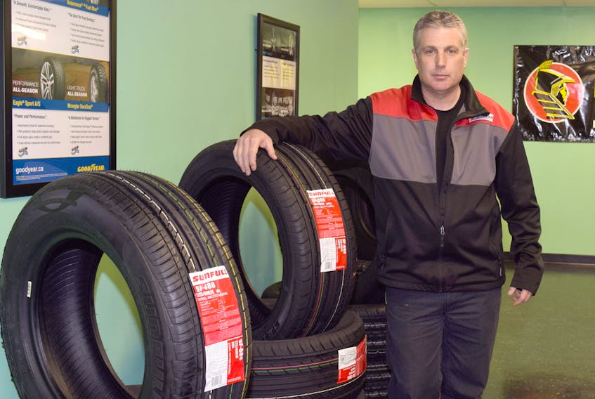 Rob Dean, manager of the new online TireTire.ca shop in the Truro Business Park, says consumers do not need to spend big bucks for quality tires.