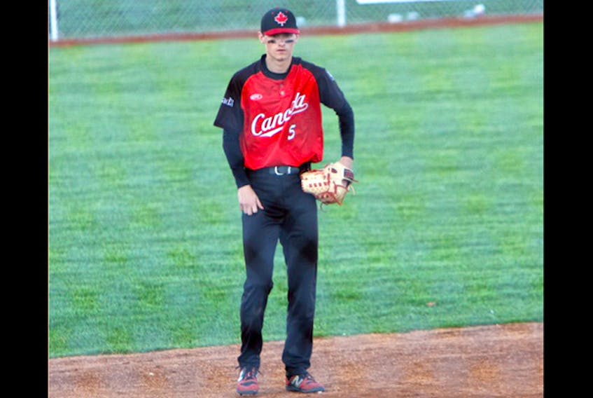 Rowan Sears, of Brookfield, has helped Canada to an undefeated record in preliminary play at the world junior men's softball championship. Sears played in four of five round-robin games this week.