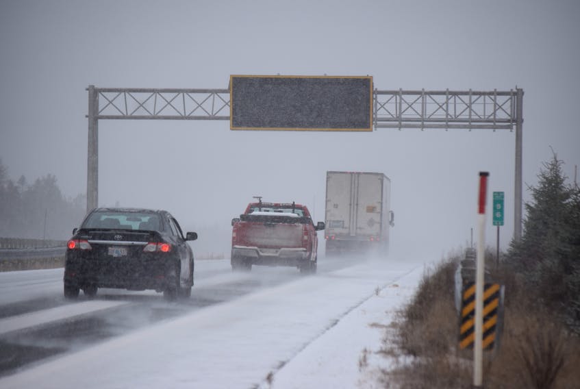 An electronic billboard on Highway 104 near Masstown, intended to warn motorists of road conditions on the Cobequid Pass has been shut down in recent while because of technical issues.