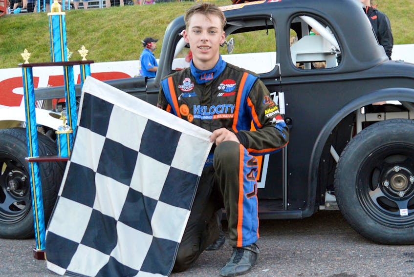 Braden Langille, shown here with his Legends car, will join the Parts for Trucks Pro Stock Tour in 2018. Langille enters the season after achieving great success on the Legends circuit. Ken MacIsaac photo
