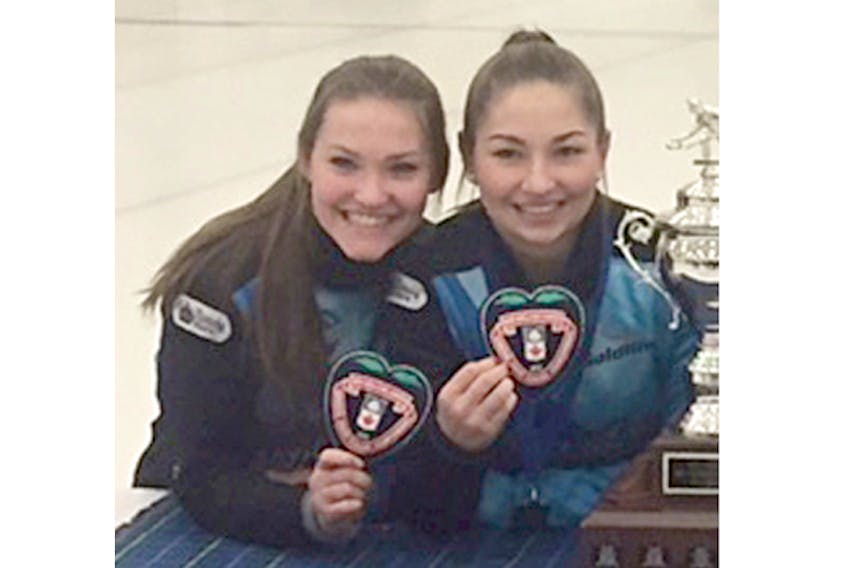 Lindsey Burgess, left, and her cousin Karlee will play for a national junior women's curling title on Sunday.