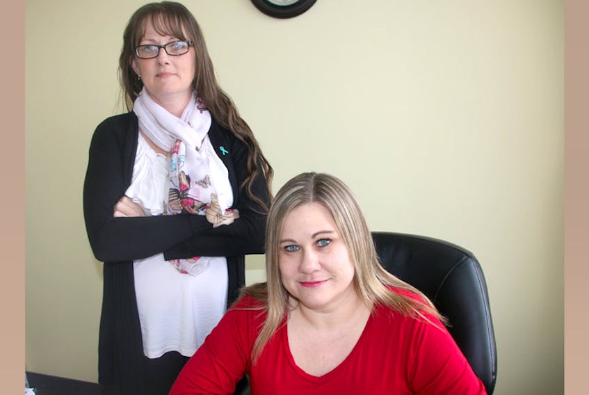 Margaret Mauger, left, trauma therapist at the Colchester Sexual Assault Centre, and Kendra MacKinnon, executive director and community coordinator, are upset about the lack of funding provided to sexual assault centres. The centre could end up shutting down if funding isn't provided.