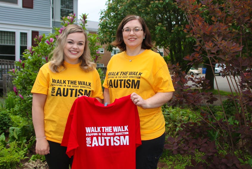 Jessica MacIssac, summer student with the Truro chapter of Autism Nova Scotia, left, and Leah Poirier, coordinator for the chapter, are ready for the Truro autism walk. The event is being held Saturday, June 22 in Victoria Park.