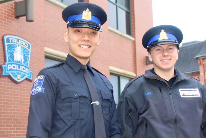 Jinhoe Kim, left, and Michael Young are the newest constables with the Truro Police Service. Both men started work with the force this month.