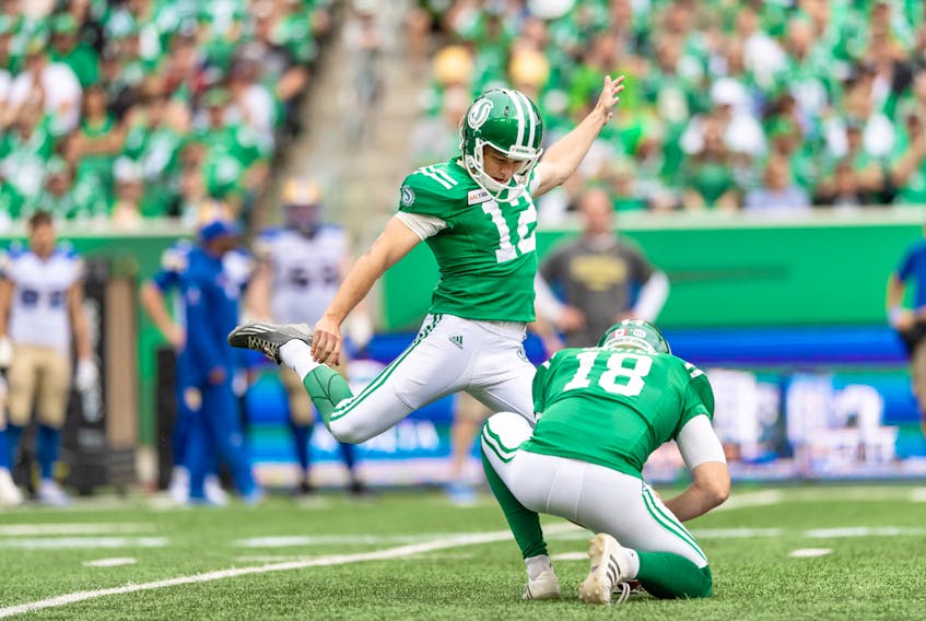Brett Lauther had a successful season kicking for the Saskatchewan Roughriders in 2018. The 28-year-old from Truro had a 90-per-cent field goal success rate and was his team’s nominee for Most Outstanding Canadian and Most Outstanding Special Teams Player. – Electric Umbrella Images