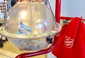The Salvation Army’s annual Christmas Kettle campaign has taken a hit, with donations locally landing $20,000 below the set goal of $60,000 for this year. A large contributing factor for the low collection amounts could be the lack of on-hand cash shoppers are carrying on them, as debit, credit and even mobile payments have become the norm. Cody McEachern/Truro Daily News