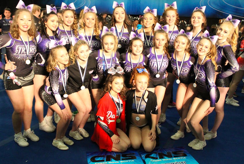 The Truro Twisters won a provincial championship on the weekend in the Small Senior Level 3 Division at the Cheer Nova Scotia Provincials at RECC. More than 90 teams from clubs across Nova Scotia competed at the two-day event, which wraps up the competition season. Members of the team are, front, from left, Brooke Dash and Jaylah Bragg. Second row, Jaslynn Conley, Makayla Clark, Santanna Sampson, Chloe Dean, Kloey Newby, Janna MacLean and Havanna Payne. Third row, Shelby Thompson, Lily McCabe, Becca MacIsaac, Haley MacDonald, Brylee Yorke, Brooke MacDonald, Victoria Smith, Paige Christensen and Elizabeth MacQuarrie.
