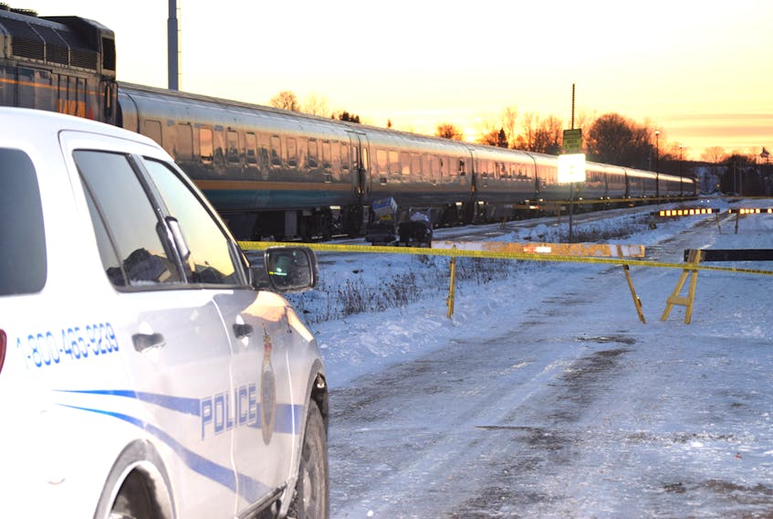 A VIA Rail passenger train is seen sitting at the Truro terminal on Friday afternoon. An incident at the terminal earl