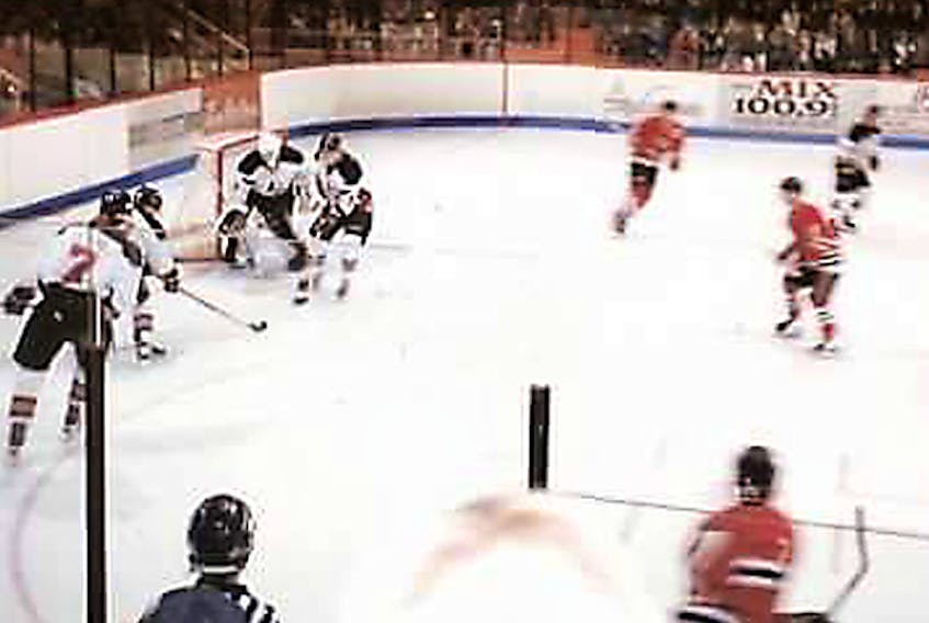 Action from the Truro Bearcats first game during the 1997-98 season against the Charlottetown Abbies.