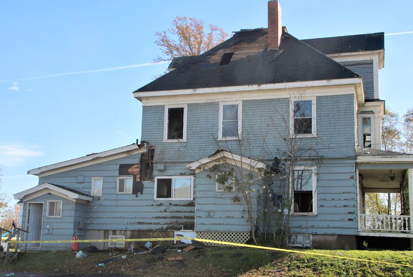 The old house between Holy Well Park and the Co-Op building on Main Street was severely damaged by fire Sunday morning.
Lynn Curwin/Truro Daily News