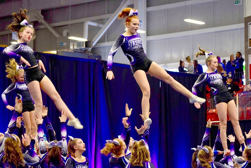 The Truro Allstar Cheer team stood above the crowds at the Central Nova Cheer Competition held at the RECC in Truro over the weekend.