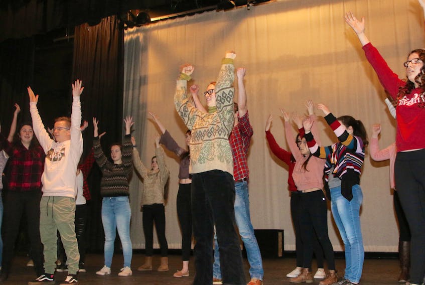 Cast members rehearse for Joseph and the Technicolor Dreamcoat, which will be staged at the CEC April 7, 8, 11, 13 and 14.