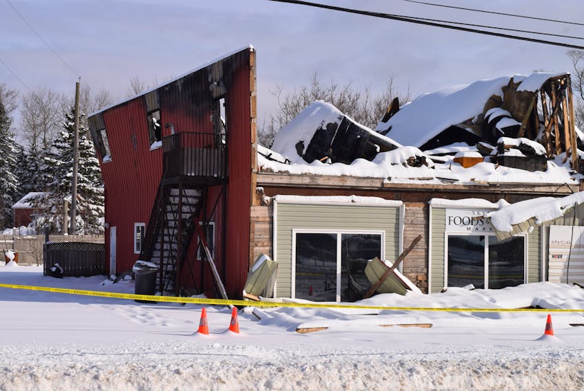The burned-out remains of the Skylyn Bridal Boutique in Brookfield are scheduled to be demolished this week.