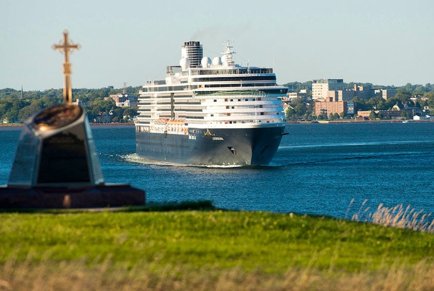 The cruise ship Zuiderdam glides past the Acadian memorial at Fort Amherst as it leaves Charlottetown after a recent visit in this Guardian file photo. BRIAN MCINNIS/THE GUARDIAN