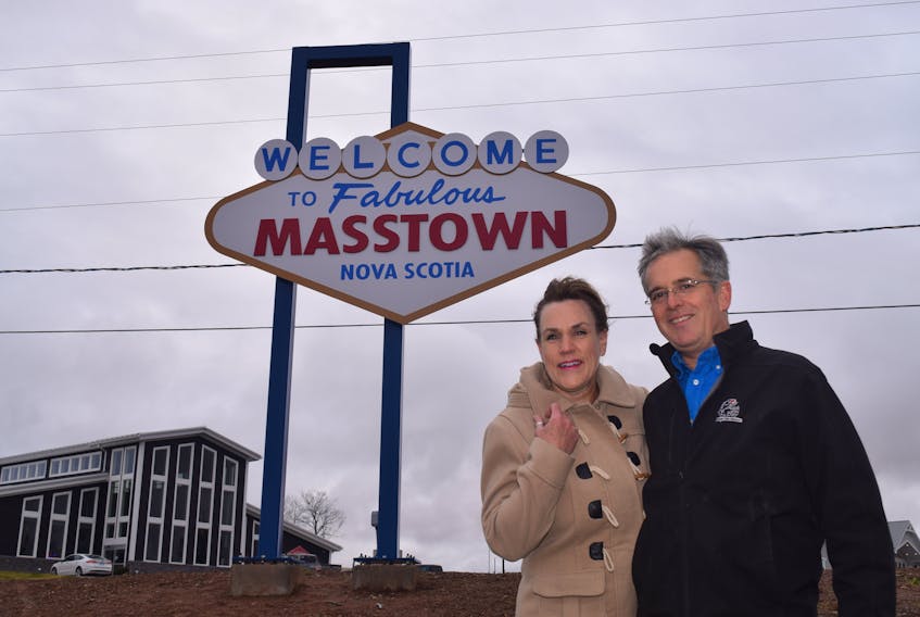 Masstown Market owners Lisa and Laurie Jennings want to help draw more people to the community by stopping to take a selfie or simply enjoy the fun they intended when they erected a new sign similar to the iconic Welcome to Las Vegas Nevada sign. HARRY SULLIVAN-TRURO NEWS