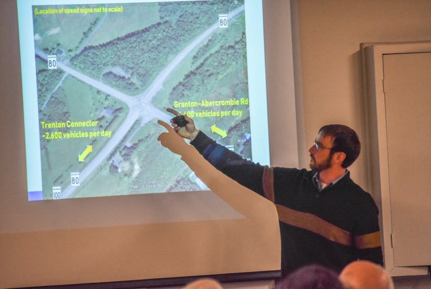 Greg Chisholm, area manager for the Department of Transportation and Infrastructure Renewal shared some information about the Trenton Connector Intersection with Abercrombie Road at a meeting on Tuesday, Jan. 29.