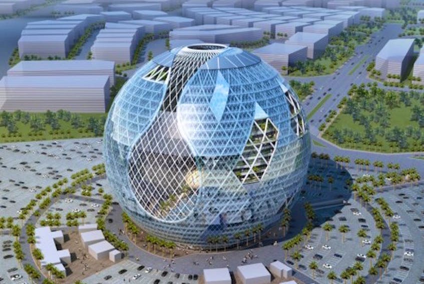The concept of this iconic building for the Technopark of Dubai, is a building which will reflect the state of Planet Earth in the current and future times.

Courtesy of James Law Cybertecture