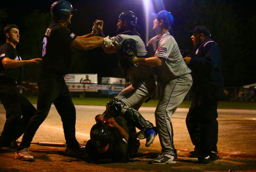 Following the collision, a fight between the two teams ensued, leading to several ejections.