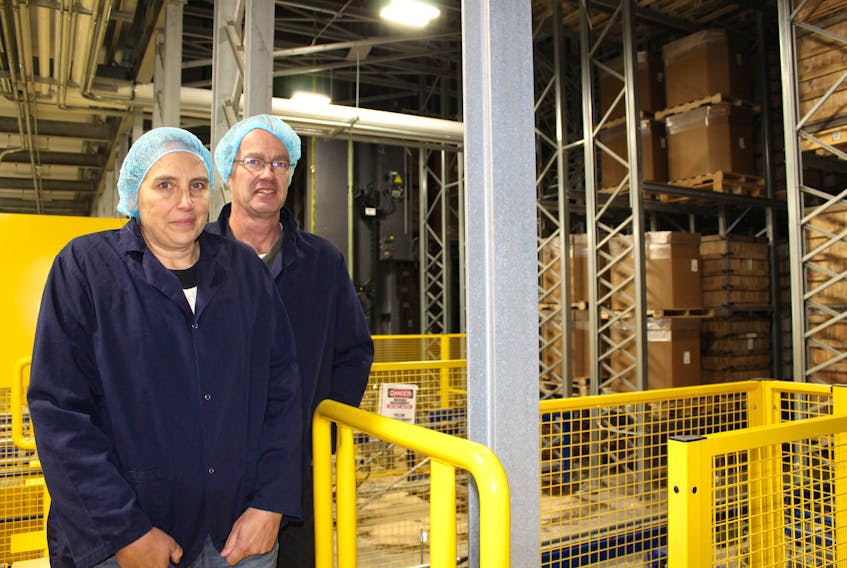 Terra Beata owners Evelyn and David Ernst took the time recently to discuss the workings of their new automated freezer, where presently five million pounds of berries are stored in the twenty-million pound capacity freezer.