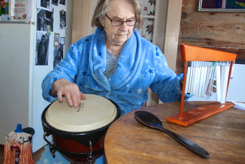 Beth Saunders believes playing music helps her health in many ways. She plays the African drum, chime and Newfoundland ugly stick.
