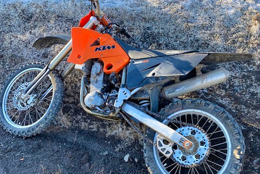 Twillingate RCMP said they pulled over a 44-year-old man driving this bike for speeding, not wearing a helmet and not having insurance. - COURTESY OF THE RCMP