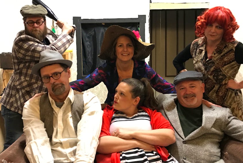 The 13-member cast for the Tyne Valley Players’ 2018 production of Moonlight and Applesauce includes, front row from left, Mike Ford, Lisa Fitzgerald, Terry Doran; back row, Jeff Noye, Lisa MacDougall and Cindy Gorrill. Starting April 30, the Tyne Valley Players have nine shows scheduled.