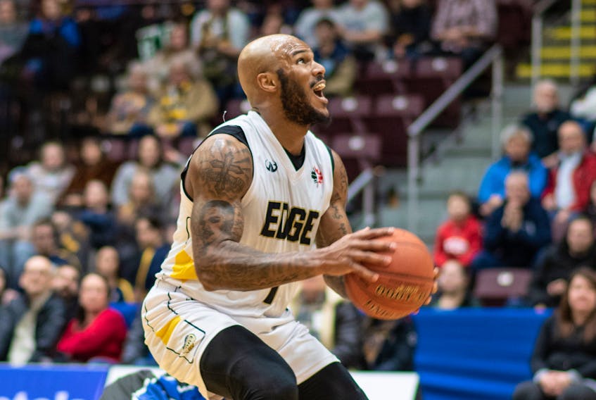 Tyrone Watson led St. John's in both points (21) and rebounds (17) in a 122-120 double overtime win over the Sudbury Five Wednesday night. Watson was one of three players with a double-double for the Edge, who are 3-0 on an Ontario road trip that concludes tonight in Kitchener. — St. John's Edge file photo/Ryan MacLellan