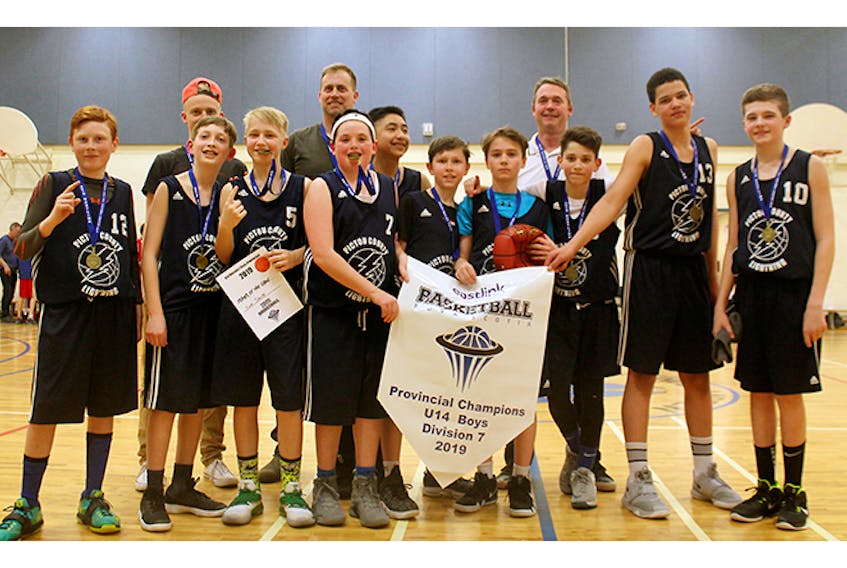 The Pictou County Lightning U14 Boys basketball team recently won the Division 7 provincial title in Dartmouth.
