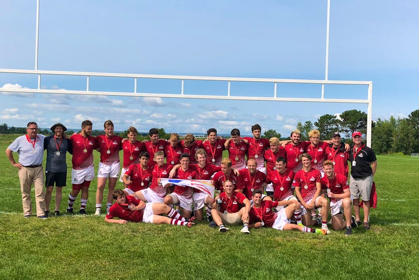 The Newfoundland Rock won the Eastern Canadian under-18 rugby championship in Wolfville, N.S., Sunday. The Rock beat Ontario 24-10 to finish the tournament 7-0. Members of the team are Jake Taylor, Sebastien Eyre, Hunter Ryan, Andrew Shears, Blake Shea, Jamin Hodgkins, Connor McKinney, Laurie Baldwin, Elliott Brewer, Noah Parsons, Carter Gavin, Taylor Van De Wiel, Lucas Shortall, Mitchell Rogers, Alex Hickman, Stefan Abbott, Ryan Taylor, Ellis Halliday, David Mallard, Evan McKenzie, Max Tavenor, Ryan Goodyear, Matthew Terry and Michael McCarthy. Comprising the coaching and management staff are Morgan Lovell, Mark McCarthy, Kevin Parfrey and Chris Hickman.
