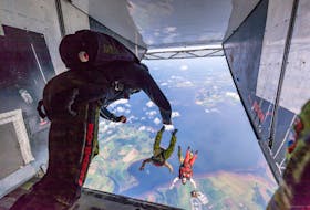 Journal Pioneer reporter Millicent (Millee) McKay jumping with The Canadian Armed Forces Parachute Team, The SkyHawks, under the guidance of Warrant Officer Mike Dwyer. The SkyHawks are in Summerside for Airshow Atlantic, 2018, Aug. 25 to 26.