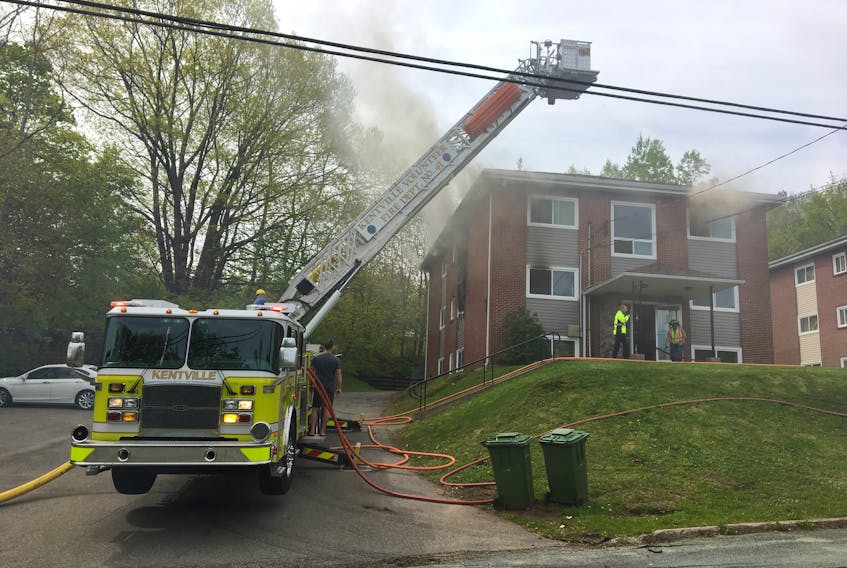 Firefighters are battling an apartment fire in Kentville May 22.