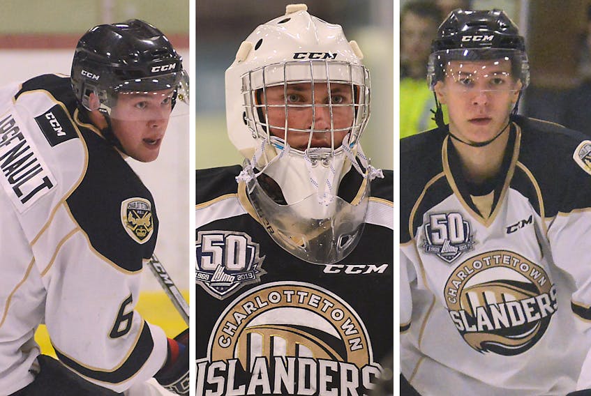 The Charlottetown Islanders released 13 players Saturday from training camp, including, from left, Zac Arsenault, Nolan Boyd and Jack Tucker.