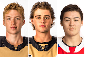 The Videotron Quebec Major Junior Hockey League team of the week included, from left, Colten Ellis, Lukas Cormier and Jordan Spence.
