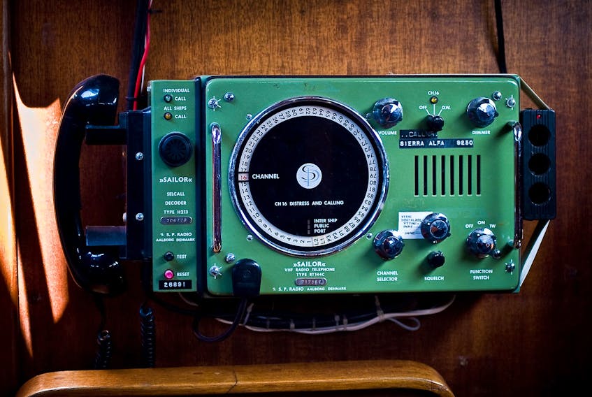 A very-high frequency radio used on a ship. VHF radios are also used by the Truro Amateur Radio Club.