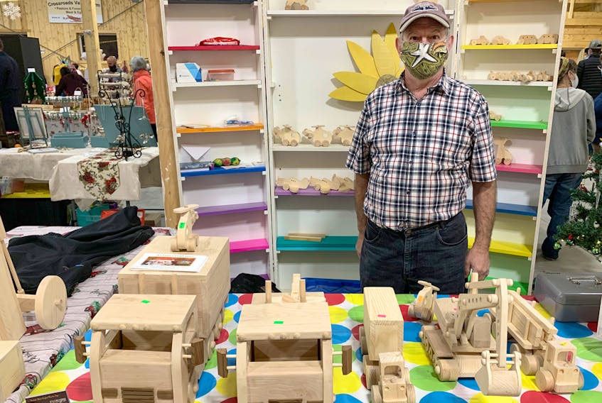 Calvin Venedam sells his hand-crafted wood creations at the Antigonish Farmers’ Market. Since retiring in 2008, the Pomquet resident has spent his fair share of time in his workshop making a variety of toys for kids to enjoy.