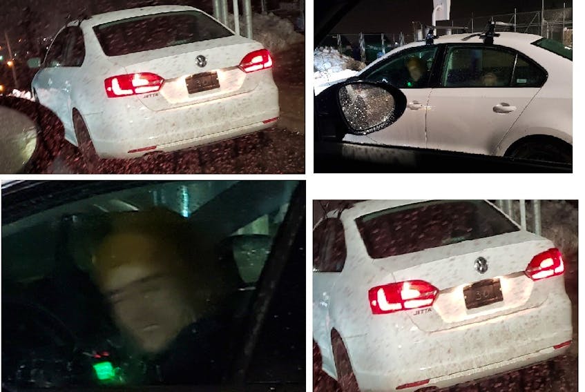RCMP have released these images as they investigate a suspicious Volkswagen Jetta that was seen in the Sackville Business Park several times last week.