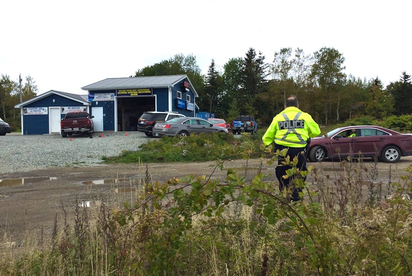 Members of the Cape Breton Regional Police on the scene where a 31-year old North Sydney man was arrested at about 9:30 a.m. this morning and is facing charges of dangerous driving and impaired driving.