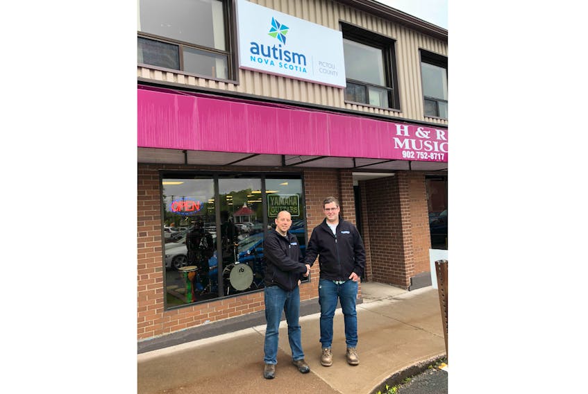 MacGregors Industrial Group is a regular supporter of Pictou County Autism. The business recently provided a sign for the Autism Resource Centre located at 115 MacLean St. in New Glasgow above H&R Music. Adam Casey, VP of Autism Pictou County and MacGregors employee (left), is pictured with Nick MacGregor of MacGregors Industrial Group.