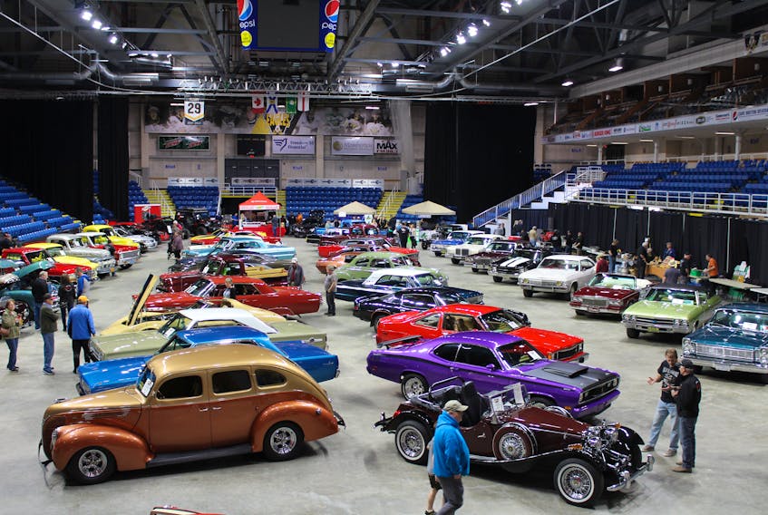 More than 50 antique and classic cars are on display at rink level this weekend at Centre 200 as part of the Cape Breton Classic Cruisers Car Club's Wheel and Deals show and shine. There are more than a dozen other cars on display in the back parking lot of the arena and at the concourse level of Centre 200. The show is open 9 a.m. to 5 p.m. Saturday and Sunday.