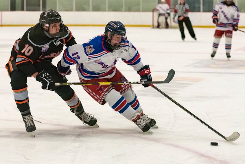South Shore Mustangs forward Luke Woodworth (12) is the top-ranked Nova Scotian for next month’s Quebec Major Junior Hockey League (QMJHL) draft. - Mary Ann Massey.
