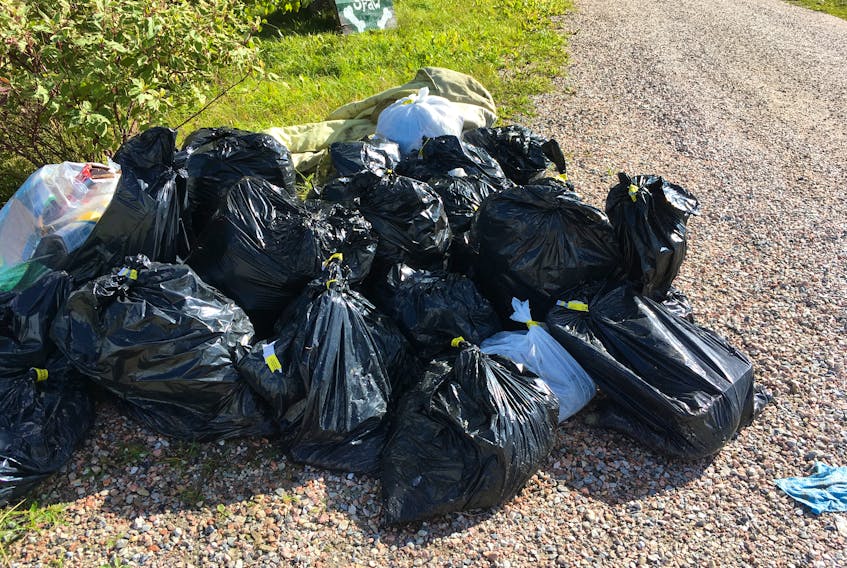 This is the amount of garbage — with covering blanket removed — placed on the curb this week by Nicole Marsden, who operates a home-based business in Corner Brook.