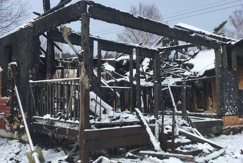 The home belonging to Lisa Gale and Roger Gaulton is nothing but charred remains after fire destroyed the Irishtown-Summerside home on Thursday.